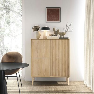 DMORA Credenza Hatote, Madia 5 Ripiani, Apertura Battente, 3 Ante, 104x40x122h Cm Marrone Rovere DMORA Credenza Hatote, Madia 5 Ripiani, Apertura Battente, 3 Ante, 104x40x122h Cm Marrone Rovere