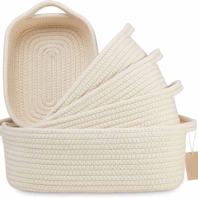 OEM Set Di 5 Cestini Portaoggetti In Cotone, Intrecciati, 1050 G, 25x23 Cm, Beige OEM Set Di 5 Cestini Portaoggetti In Cotone, Intrecciati, 1050 G, 25x23 Cm, Beige