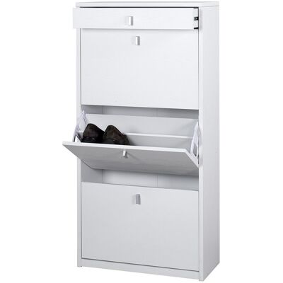 SARMOG - Scarpiera Slim Salvaspazio Tre Ante Un Cassetto Bianco Cenere 63x29x H127 Cm SARMOG - Scarpiera Slim Salvaspazio Tre Ante Un Cassetto Bianco Cenere 63x29x H127 Cm