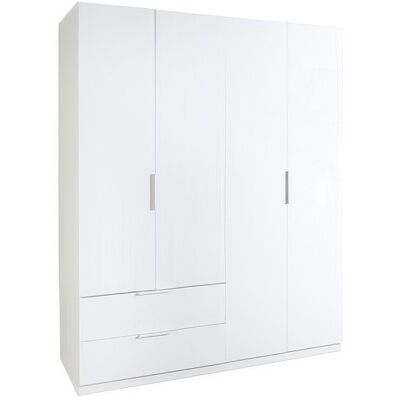 MARCA Armadio In Kit 4 Ante E 2 Cassetti Bianco Lucido 162 X 58 X 200 Cm In Legno Melaminico Fsc Espresso Composad MARCA Armadio In Kit 4 Ante E 2 Cassetti Bianco Lucido 162 X 58 X 200 Cm In Legno Melaminico Fsc Espresso Composad