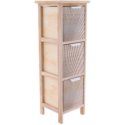 TENDANCE Mobile In Pioppo Paulownia Mdf Con 3 Cassetti Bassi E Maniglie In Metallo Sonora - Naturale - TENDANCE Mobile In Pioppo Paulownia Mdf Con 3 Cassetti Bassi E Maniglie In Metallo Sonora - Naturale -