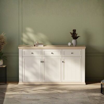 MITEPEK Madia Essenza Con 3 Cassetti E 3 Ante In Stile Classico Colore Bianco E Rovere MITEPEK Madia Essenza Con 3 Cassetti E 3 Ante In Stile Classico Colore Bianco E Rovere
