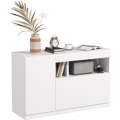 TORMATOR Credenza Moderna Bassa Con Ante Ammortizzate E Apertura A Pressione, Ripiani Regolabili, Bianco TORMATOR Credenza Moderna Bassa Con Ante Ammortizzate E Apertura A Pressione, Ripiani Regolabili, Bianco