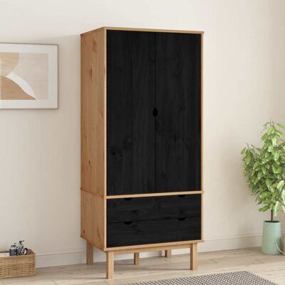 VIDAXL Guardaroba Otta Nero 76,5 X 53 X 172 Cm Legno Massello Di VIDAXL Guardaroba Otta Nero 76,5 X 53 X 172 Cm Legno Massello Di