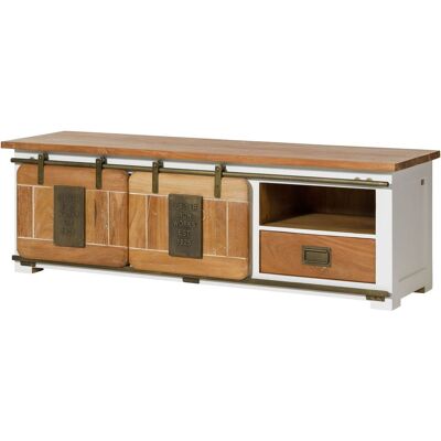 Massivmoebel24 Mobile Tv Mango Bianco Laccato 160x45x50 (bxtxh) Montato Railway 501 Massivmoebel24 Mobile Tv Mango Bianco Laccato 160x45x50 (bxtxh) Montato Railway 501