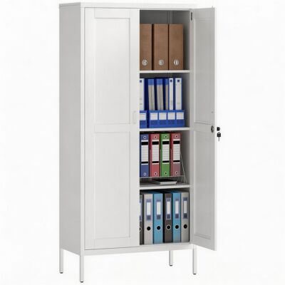 TORMATOR Armadio Per Ufficio In Acciaio A 3 Ripiani Regolabili Con Serratura E 2 Chiavi, 80x40x175 Cm, Bianco TORMATOR Armadio Per Ufficio In Acciaio A 3 Ripiani Regolabili Con Serratura E 2 Chiavi, 80x40x175 Cm, Bianco