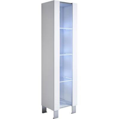 MUEBLES BONITOS Vetrina Con Piedini 12cm E Led Mobile Soggiorno Moderno Salotto Vetrinetta Pensile 40x177x28 Modello Luke V5 Bianco Lucido MUEBLES BONITOS Vetrina Con Piedini 12cm E Led Mobile Soggiorno Moderno Salotto Vetrinetta Pensile 40x177x28 Modello Luke V5 Bianco Lucido