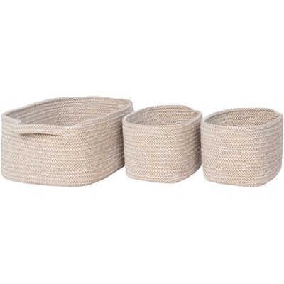 KENDRA HOME Set 3 Cestini In Cotone Intrecciato Teixo — Beige Naturale KENDRA HOME Set 3 Cestini In Cotone Intrecciato Teixo — Beige Naturale