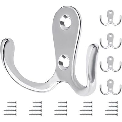OEM Ganci Da Parete Vintage In Metallo Argentato – Set Di 5 Ganci Doppi Con Viti, Ideali Per Cucina, Bagno E Ingresso. OEM Ganci Da Parete Vintage In Metallo Argentato – Set Di 5 Ganci Doppi Con Viti, Ideali Per Cucina, Bagno E Ingresso.