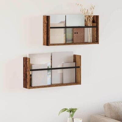 VIDAXL Scaffale Per Riviste 2 Pcs Legno Vecchio 60 X 12 X 30 Cm VIDAXL Scaffale Per Riviste 2 Pcs Legno Vecchio 60 X 12 X 30 Cm