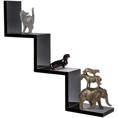 Bakaji - Zig Zag - 3 Ripiani - Nero - Wall Shelf Bakaji - Zig Zag - 3 Ripiani - Nero - Wall Shelf