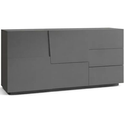 TOPQUALITY FURNITURE Credenza 2 Ante 3 Cassetti Madia In Legno Nobilitato Antracite Opaco TOPQUALITY FURNITURE Credenza 2 Ante 3 Cassetti Madia In Legno Nobilitato Antracite Opaco