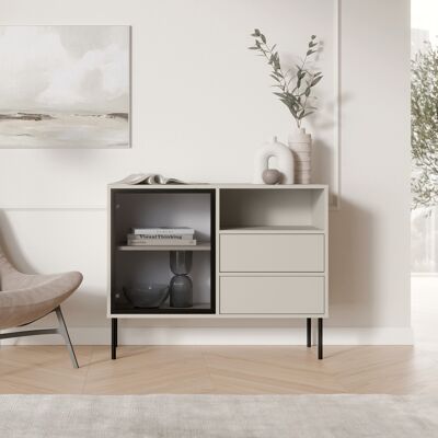 DMORA Credenza Caravino, Madia 2 Cassetti, 2 Ripiani, Apertura Battente, Scorrevole, 100x40x80h Cm Beige DMORA Credenza Caravino, Madia 2 Cassetti, 2 Ripiani, Apertura Battente, Scorrevole, 100x40x80h Cm Beige