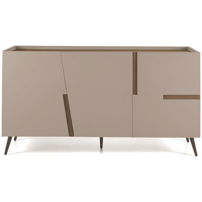 CAPODARTE Madia Credenza 3 Ante Inserti Teak Con Scocca Tortora Girona Con 5 Piedini CAPODARTE Madia Credenza 3 Ante Inserti Teak Con Scocca Tortora Girona Con 5 Piedini