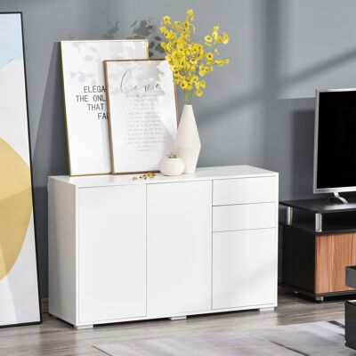 PZCC Credenza, Cassettiera, Mobile Con 2 Cassetti, Chiusura Push-click, 117 Cm X 36 Cm X 74 Cm, Bianco PZCC Credenza, Cassettiera, Mobile Con 2 Cassetti, Chiusura Push-click, 117 Cm X 36 Cm X 74 Cm, Bianco