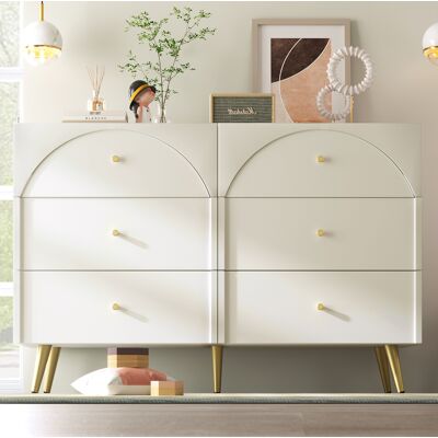BEAOK Cassettiera Moderna Bianca Con 6 Cassetti, Buffet Alto Per Camera E Soggiorno, 120x40x85 Cm BEAOK Cassettiera Moderna Bianca Con 6 Cassetti, Buffet Alto Per Camera E Soggiorno, 120x40x85 Cm