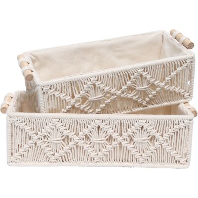 TREETALK Cesto Portaoggetti In Corda Di Cotone Intrecciata – 30 X 14 X 10 Cm, Set Da 2 TREETALK Cesto Portaoggetti In Corda Di Cotone Intrecciata – 30 X 14 X 10 Cm, Set Da 2