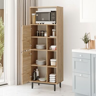 DMORA Credenza Uta, Madia 7 Ripiani, 2 Ante, 9 Vani, 160x36x45h Cm Marrone Rovere DMORA Credenza Uta, Madia 7 Ripiani, 2 Ante, 9 Vani, 160x36x45h Cm Marrone Rovere
