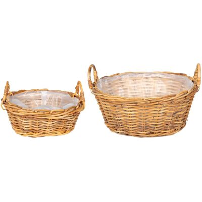 VIDAXL Cesto Per Piante 2 Pz Marrone Naturale Rattan Kubu VIDAXL Cesto Per Piante 2 Pz Marrone Naturale Rattan Kubu