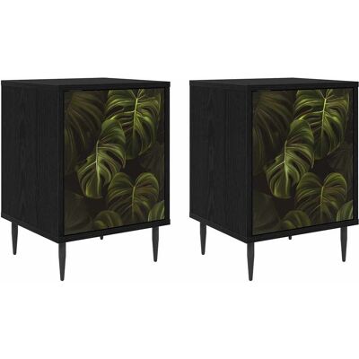 VIDAXL Armadio Da Notte Elburg 2 Pz Rovere Nero 36 X 33 X 51 Cm VIDAXL Armadio Da Notte Elburg 2 Pz Rovere Nero 36 X 33 X 51 Cm