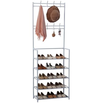 DASCK - Mobile Ingresso Scarpiera 5 Ripiani Con Appendiabiti 26 Cm - Bianco DASCK - Mobile Ingresso Scarpiera 5 Ripiani Con Appendiabiti 26 Cm - Bianco