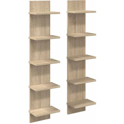 VIDAXL Scaffale Da Parete 2 Pz Rovere Sonoma 22 X 15 X 100 Cm VIDAXL Scaffale Da Parete 2 Pz Rovere Sonoma 22 X 15 X 100 Cm