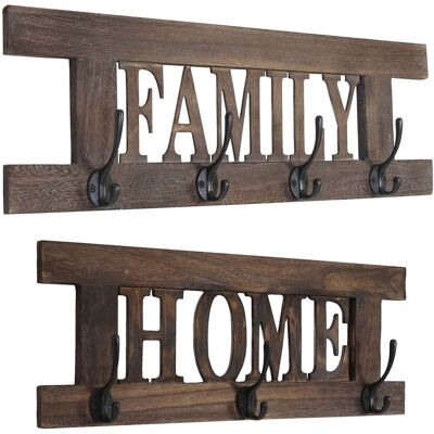 HEGELE - Set 2x Appendiabiti Guardaroba Shabby Vintage Hhg-987 Family Home Marrone HEGELE - Set 2x Appendiabiti Guardaroba Shabby Vintage Hhg-987 Family Home Marrone