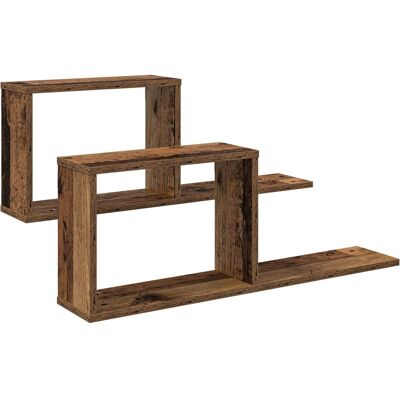 VIDAXL Scaffali Flottanti 2 Pz Legno Antico 80 X 15 X 30 Cm VIDAXL Scaffali Flottanti 2 Pz Legno Antico 80 X 15 X 30 Cm