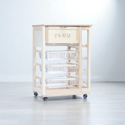 LIBEROSHOPPING - Carrello Portafrutta Con Portapane E Portabottiglie Naturale LIBEROSHOPPING - Carrello Portafrutta Con Portapane E Portabottiglie Naturale
