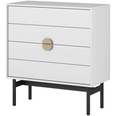 SELSEY Stoon Ii - Comò Con 4 Cassetti - 85 Cm - Bianco SELSEY Stoon Ii - Comò Con 4 Cassetti - 85 Cm - Bianco