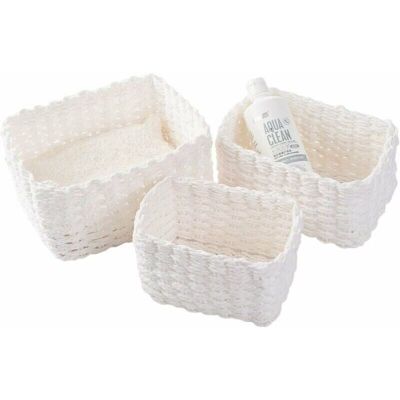 XISRENS Set Di 3 Cestini Portaoggetti Intrecciati Per Accessori Per Il Trucco, Bagno, Fasciatoio, Piccolo Scomparto Portaoggetti (bianco) XISRENS Set Di 3 Cestini Portaoggetti Intrecciati Per Accessori Per Il Trucco, Bagno, Fasciatoio, Piccolo Scomparto Portaoggetti (bianco)