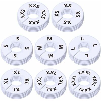 OEM Set Di 40 Divisori Rotondi In Plastica Bianca Per Vestiti, Per Ripiani Dell'armadio, Prestampati In 8 Taglie Xxs, Xs, S, M, L, Xl, Xxl, Xxxl (diametro Esterno 8,9 Cm, Diametro Interno 3,5 Cm) - Crezuo OEM Set Di 40 Divisori Rotondi In Plastica Bianca Per Vestiti, Per Ripiani Dell'armadio, Prestampati In 8 Taglie Xxs, Xs, S, M, L, Xl, Xxl, Xxxl (diametro Esterno 8,9 Cm, Diametro Interno 3,5 Cm) - Crezuo