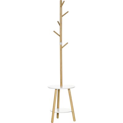 TORMATOR Appendiabiti Autoportante 2 In 1 Con 5 Ganci E 2 Ripiani, Design Contemporaneo E Accogliente, 39,5 X 39,5 X 171 Cm, Finitura In Legno Naturale. TORMATOR Appendiabiti Autoportante 2 In 1 Con 5 Ganci E 2 Ripiani, Design Contemporaneo E Accogliente, 39,5 X 39,5 X 171 Cm, Finitura In Legno Naturale.