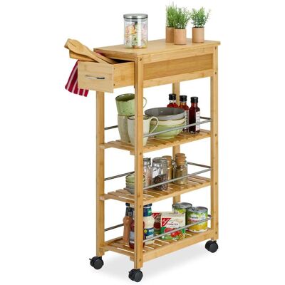 NORTHIX Carrello Da Cucina In Bambù Con Cassetto E Ruote NORTHIX Carrello Da Cucina In Bambù Con Cassetto E Ruote