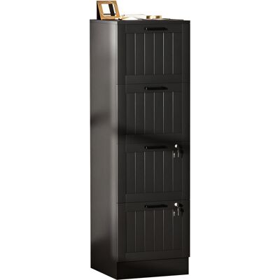 TORMATOR Mobile Da Ufficio, Contenitore In Legno Con 4 Cassetti E Serratura, Barre Appendiabiti Regolabili, 40 X 40 X 131 Cm, Nero TORMATOR Mobile Da Ufficio, Contenitore In Legno Con 4 Cassetti E Serratura, Barre Appendiabiti Regolabili, 40 X 40 X 131 Cm, Nero