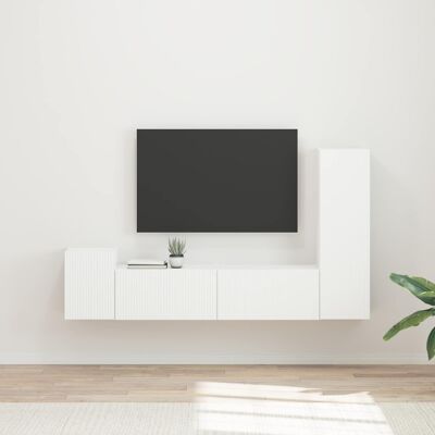 VIDAXL Set Mobile Tv 4 Pz Bianco Legno Ingegnerizzato VIDAXL Set Mobile Tv 4 Pz Bianco Legno Ingegnerizzato