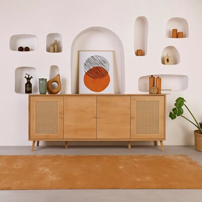 DMORA Credenza Tarawa, Madia 3 Ripiani, 6 Vani, 4 Ante, 180x41x81h Cm Marrone Quercia DMORA Credenza Tarawa, Madia 3 Ripiani, 6 Vani, 4 Ante, 180x41x81h Cm Marrone Quercia