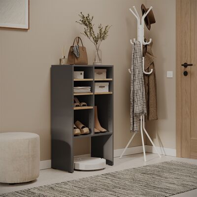 Vicco Scarpiera Hermia, Antracite/rovere Dorato, 53 X 99 Cm Con 7 Scomparti Aperti, Vicco Scarpiera Hermia, Antracite/rovere Dorato, 53 X 99 Cm Con 7 Scomparti Aperti,