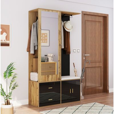 OKMYHOME Mobile Contenitore Ingresso 100x38x180 Specchio Banco OKMYHOME Mobile Contenitore Ingresso 100x38x180 Specchio Banco