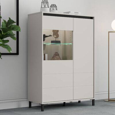DMORA Credenza Vignate, Madia 4 Ripiani, 6 Vani, 2 Ante, 93x40x135h Cm Bianco Crema DMORA Credenza Vignate, Madia 4 Ripiani, 6 Vani, 2 Ante, 93x40x135h Cm Bianco Crema