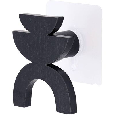 TENDANCE Patere In Bambù Dipinto Con Motivo Tribal Craft Su Adesivo - Nero - TENDANCE Patere In Bambù Dipinto Con Motivo Tribal Craft Su Adesivo - Nero -