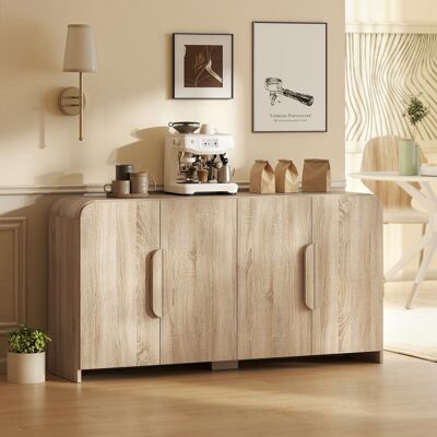 PZCC Credenza Cucina Con 2 Armadietti, Ante Soft-close E Ripiani Regolabili, 157x39x82 Cm, Legno Naturale PZCC Credenza Cucina Con 2 Armadietti, Ante Soft-close E Ripiani Regolabili, 157x39x82 Cm, Legno Naturale