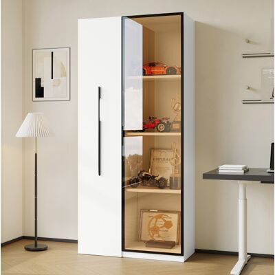 OKMYHOME Mobile Contenitore 70x40x160 Vetrina Led Luci Bianco OKMYHOME Mobile Contenitore 70x40x160 Vetrina Led Luci Bianco