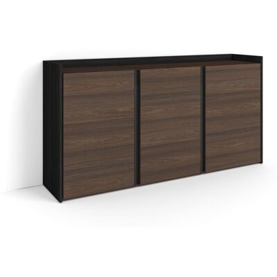 SKRAUT HOME - Credenza, Mobile, Cucina, Madia, Mobile Ingresso, 156x35x80cm, 3 Porte, Grande Stoccaggio, Stile Moderno, Rovere Scuro E Nero SKRAUT HOME - Credenza, Mobile, Cucina, Madia, Mobile Ingresso, 156x35x80cm, 3 Porte, Grande Stoccaggio, Stile Moderno, Rovere Scuro E Nero