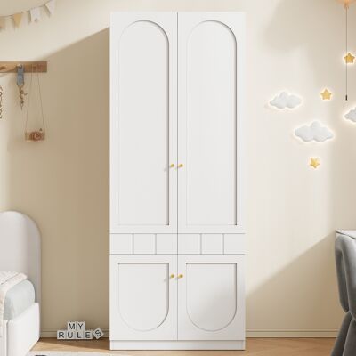 EIFSON Armadio A 2 Ante 80x50x200cm, Guardaroba Laccato Con Asta Appendiabiti E Cassetto, Mobile Contenitore Da Camera Con Maniglie In Metallo - Bianco EIFSON Armadio A 2 Ante 80x50x200cm, Guardaroba Laccato Con Asta Appendiabiti E Cassetto, Mobile Contenitore Da Camera Con Maniglie In Metallo - Bianco