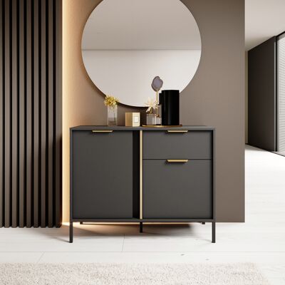 DMORA Credenza Hame, Madia Un Cassetto, 2 Ripiani, Apertura Battente, Scorrevole, 103x40x81h Cm Nero DMORA Credenza Hame, Madia Un Cassetto, 2 Ripiani, Apertura Battente, Scorrevole, 103x40x81h Cm Nero