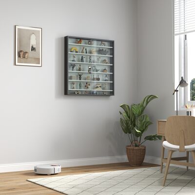 PZCC Vetrina Espositiva Da Parete A 6 Ripiani Regolabili, Vetrinetta Per Collezionismo, Bacheca Espositore A Muro Per Oggetti Da Collezione, In Vetro E Truciolato, 80x9.5x83 Cm, Bianco E Nero PZCC Vetrina Espositiva Da Parete A 6 Ripiani Regolabili, Vetrinetta Per Collezionismo, Bacheca Espositore A Muro Per Oggetti Da Collezione, In Vetro E Truciolato, 80x9.5x83 Cm, Bianco E Nero