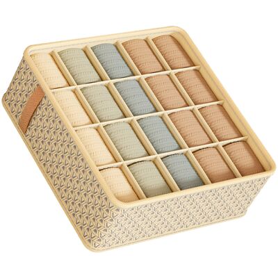 VISTRECK Organizzatore In Tessuto Per Cassetti E Armadi, Con Divisori E Contenitori Salvaspazio, Colore Beige, 20 Scomparti, Dimensioni 32 X 32 X 11 Cm. VISTRECK Organizzatore In Tessuto Per Cassetti E Armadi, Con Divisori E Contenitori Salvaspazio, Colore Beige, 20 Scomparti, Dimensioni 32 X 32 X 11 Cm.