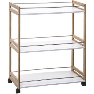 FIVE - Carrello Da Cucina A 3 Ripiani Con Ruote In Legno 80x76x30cm FIVE - Carrello Da Cucina A 3 Ripiani Con Ruote In Legno 80x76x30cm