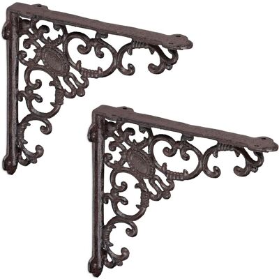 RELAXDAYS Staffe Per Mensole, Set Da 2 Supporti Dal Design Barocco, Reggimensola Angolari Per Scaffali, Vintage, Marrone - RELAXDAYS Staffe Per Mensole, Set Da 2 Supporti Dal Design Barocco, Reggimensola Angolari Per Scaffali, Vintage, Marrone -